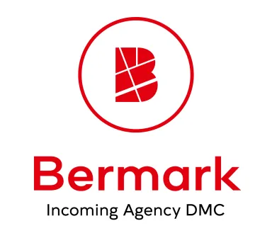 Rotes B-Logo mit Kreis, darunter „Bermark Incoming Agency DMC“ in Schwarz und Rot.
