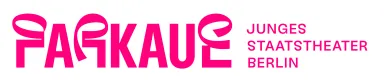 Pink Parkaue Junges Staatstheater Berlin logo on white background.
