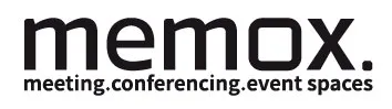 Logo: memox. meeting.conferencing.event spaces in schwarzer Schrift auf weißem Hintergrund