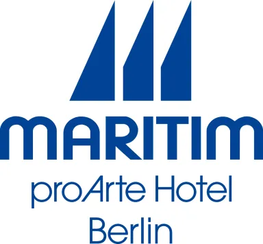 Logo von Maritim proArte Hotel Berlin in Blau mit stilisierten Segeln.
