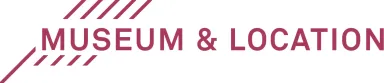 Logo mit dem Text "Museum & Location" in dunklem Rot
