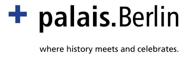 Logo mit blauem Pluszeichen, Text "palais.Berlin" und Slogan darunter.