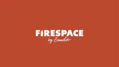Logo mit weißem Text „Firespace by Bunker“ auf rotem Hintergrund.