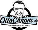 Logo mit stilisiertem Männergesicht, Schriftzug „OttoChrom.de Oldtimer Sharing“